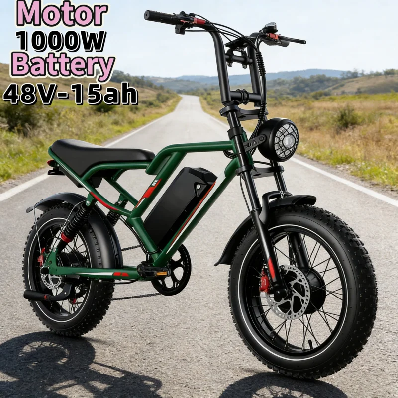

20-inch new camping E-Bike, 1000W high-speed motor off-road electric bicycle, 48V15AH battery adult snow electric scooter