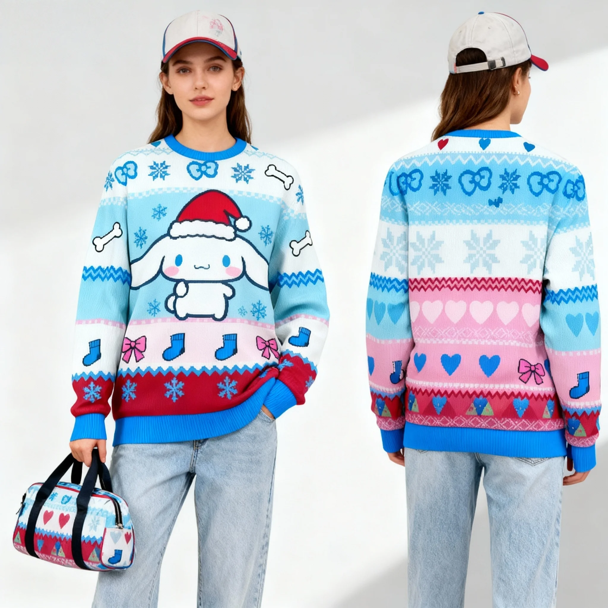 

Серия популярных персонажей Sanrio Family, милая и крутая рождественская вечеринка, супер большая женская осенне-зимняя толстовка для взрослых