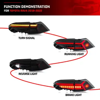 適用於豐田 RAV4 2019-2023 的 LED 尾燈,帶啟動動畫、流水式轉向燈和後燈組件 6 最佳銷售 2021年豐田RAV4 - №5