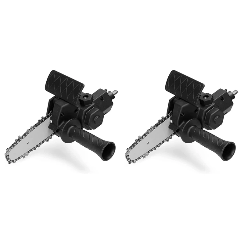 

2X Electric Drill Converter Into Electric Saw With 4 Inch Chain Mini Handheld Chain Saw Conversion Bracket Black