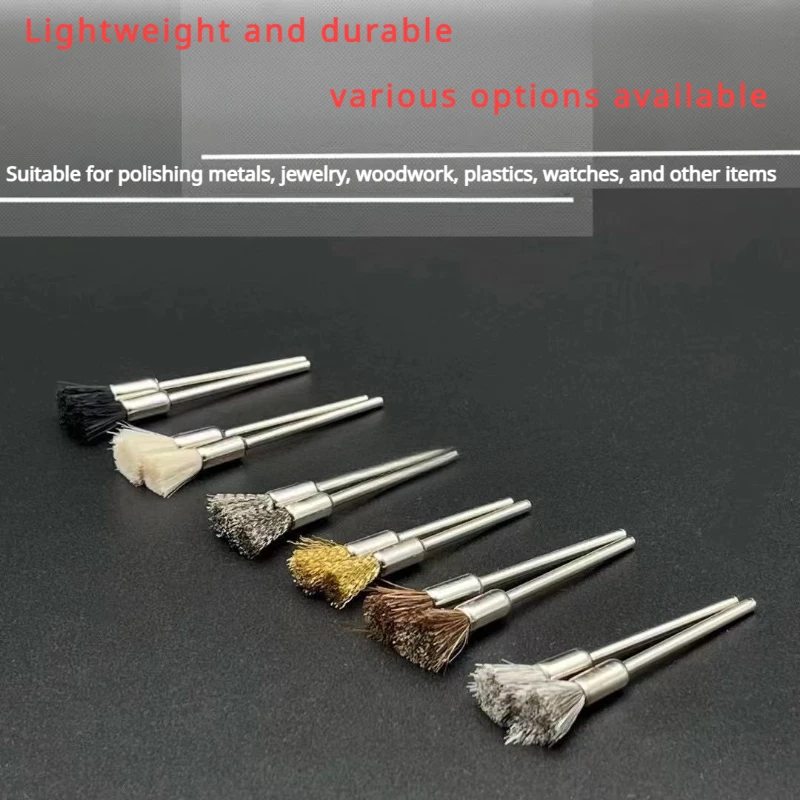 10PCS Polishing Wheels Bristle Steel Brass Wire Pen Shape Brushes Jewelry Abrasive Brush Accessories For Rotary Tools