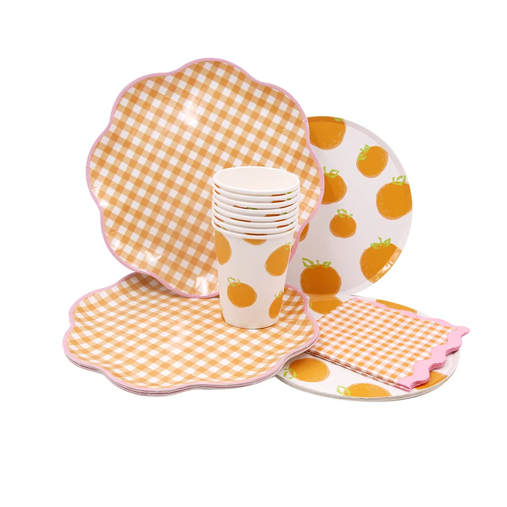 Plaid Disposable Tableware Colorful Paper Napkin Candy Bags for Easter Spring Home Party Table Decoration Happy Birthday Supply