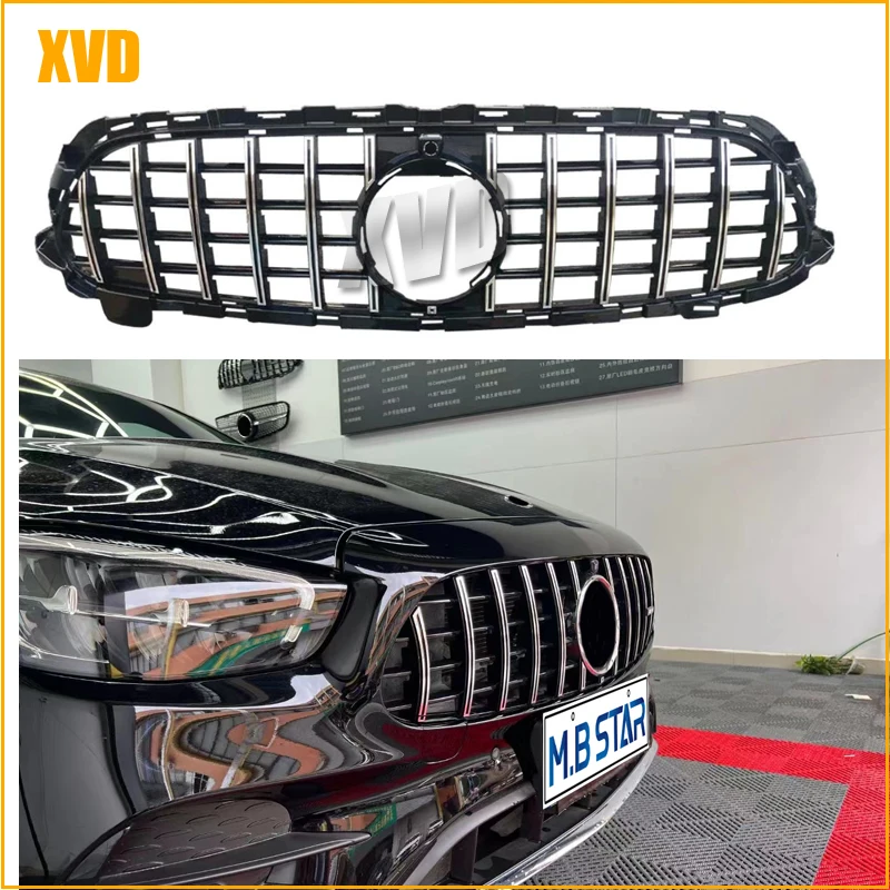 Black Silver Front Bumper Panamericana GT Grill Sport Style For Mercedes Benz E-Class W213 180 260 300 320 350 400 Grille 2020+