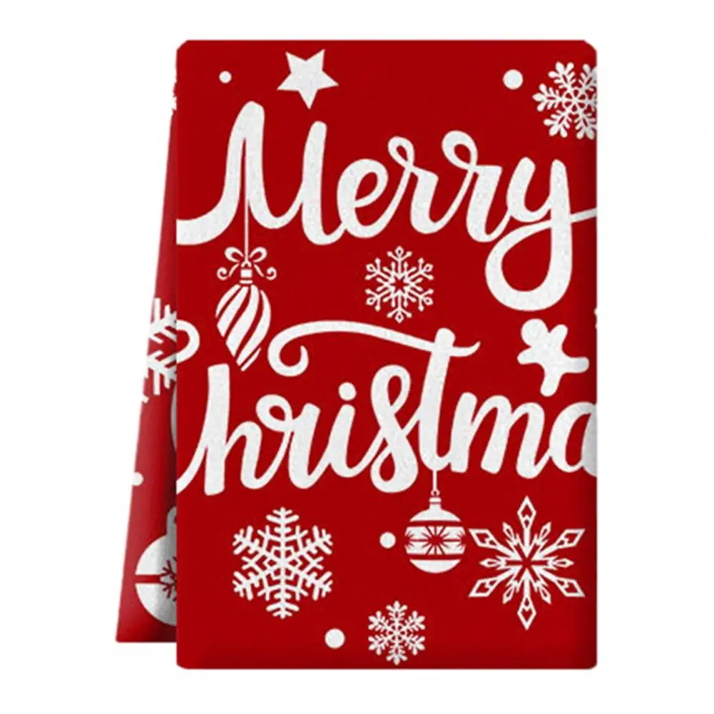 Decorative Table Napkin Festive Christmas Dish Towels for Hotel Restaurant Dining Decor Cartoon Printed Washable for Kitchen