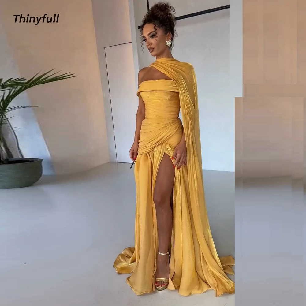 

Thinyfull Glitter Satin Long Evening Dresses Strapless Sleeveless Prom Dresses Araric Formal Occasion Prom Gowns Customized