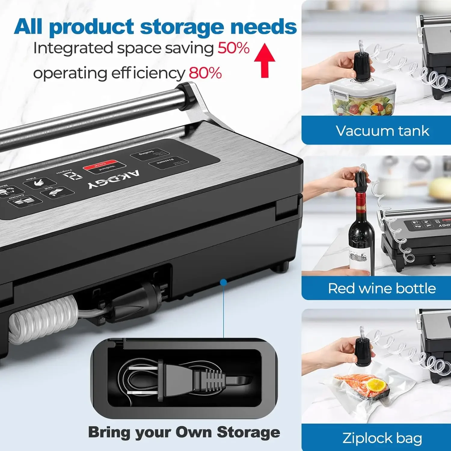 Vacuum Sealer, Stainless Steel Vacuum Sealer Machine for Food with Double Heat Seal & Double Pump, Food Sealer Dry/Moist/Liquid