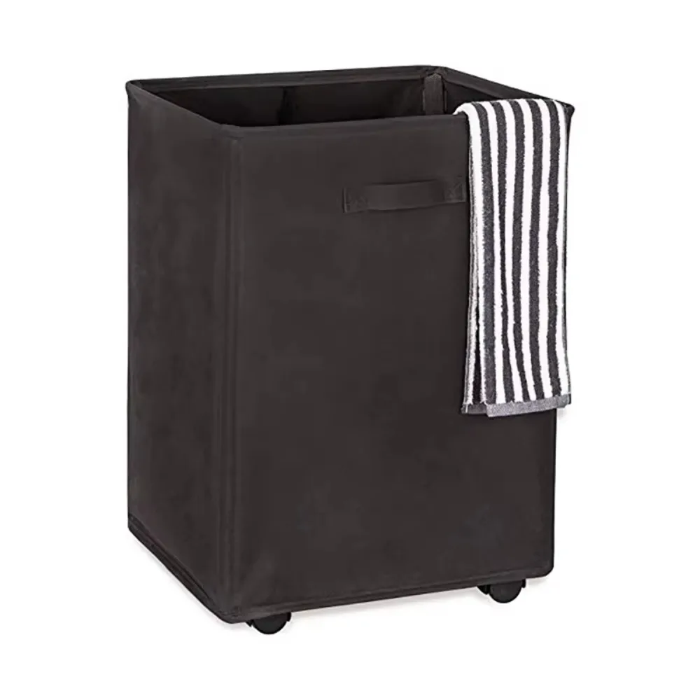 Foldable  Polyester Rolling Laundry Hamper Laundry Basket Collapsible Clothes Hamper Washing Bin with Wheels