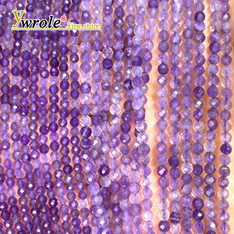 2/3/4MM Faceted Natural Stone AA Amethyst Round Loose Spacer Beads for Jewelry Making DIY Bracelet Charms Accessories 15''