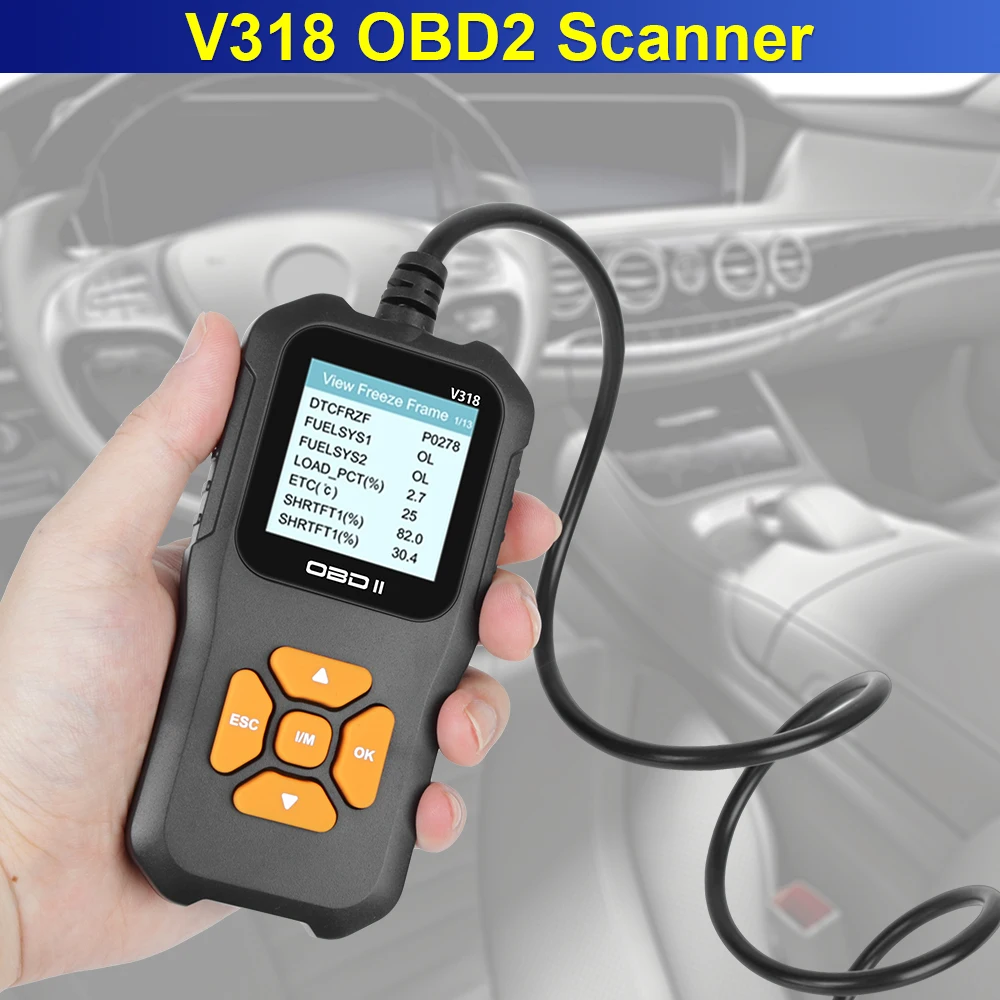 엔진 시스템 점검 OBD2 자동차 진단 도구, 코드 지우기 및 지우기, V318 배터리 테스터, 다국어 코드 리더 