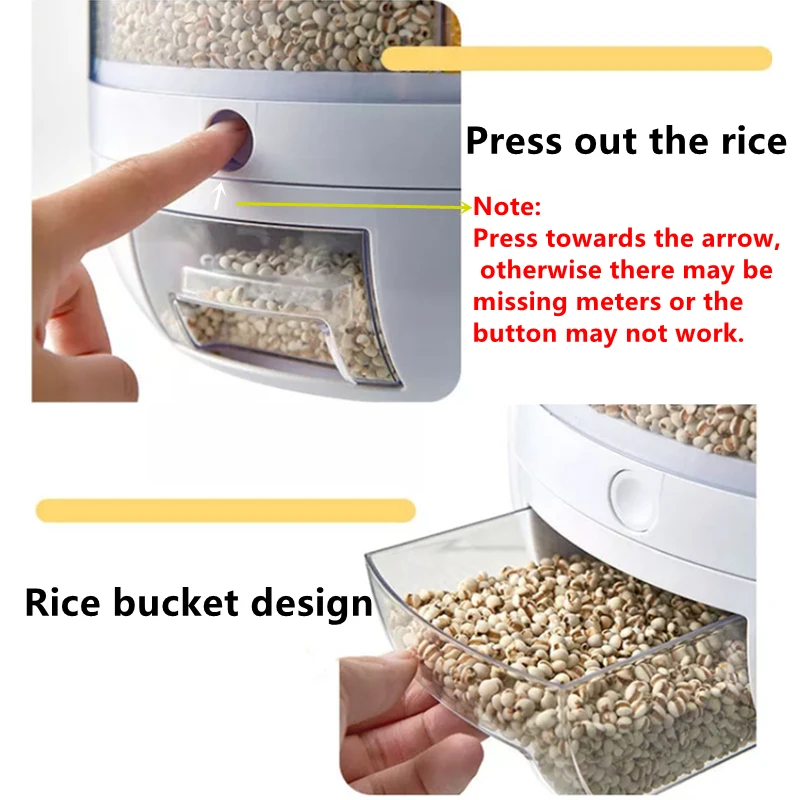 Kitchen Rotation 6kg Plastic Pet Rice Grain Dispenser Food Container Grain Bucket Storage Box Dispenser Housewarming Gift