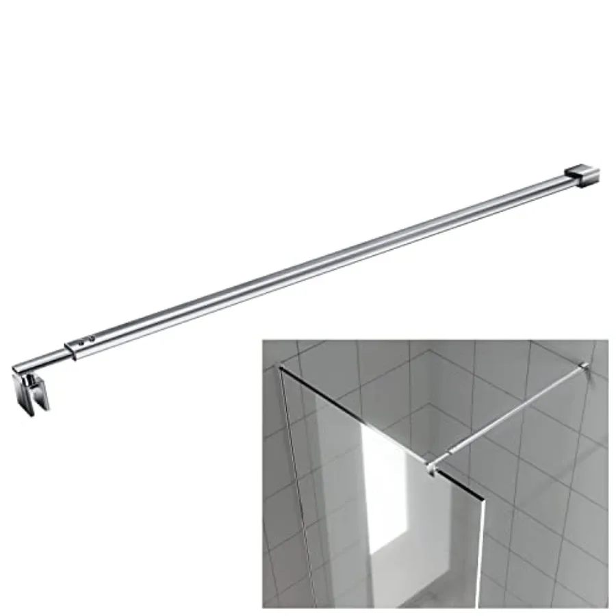 

Polished Silver Stainless Steel Wall-to-Glass Bathroom Shower Support Bar Arm for 5/16" 3/8" Thick Glass Door 47 Inch Fixed Sup
