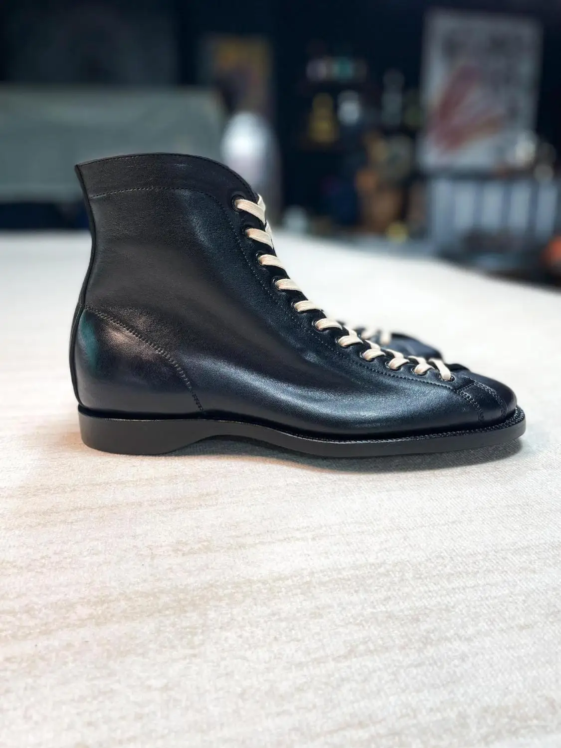 

Men's Boots Outdoor Boxing Sle High Top oes Briti Sle Lace-Up Thi Bot Height-Increasing Design Leather oes