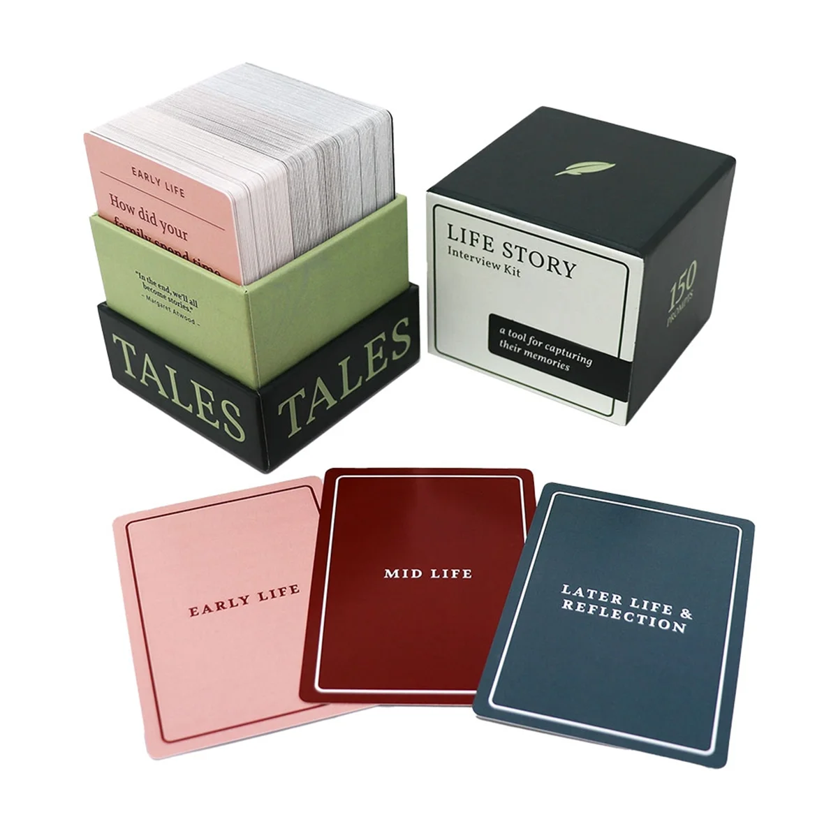 150 buah kartu Kit wawancara kehidupan cerita-Kit wawancara hidup cerita cerita-untuk kartu permainan keluarga pesta