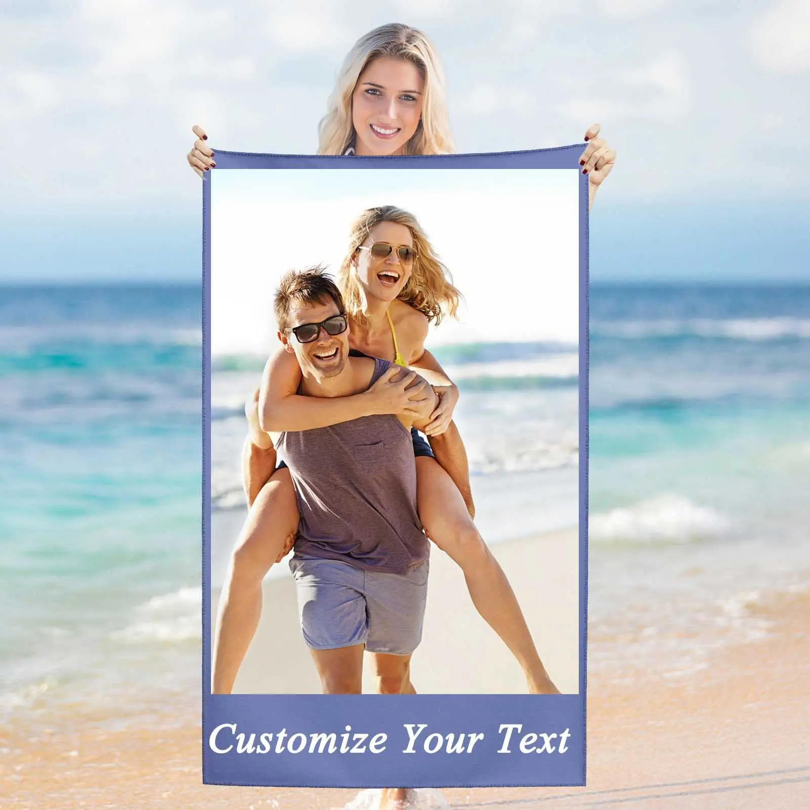 Personalized Beach Towels for Adults Men Women Kids Custom Bath Towel with Photos Collages Swim Pool Towel Valentine\'s Day Gifts