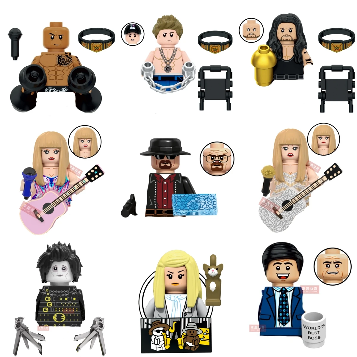 Novo Modelo de Blocos de Montar de Cantora Pop, Guitarrista Feminina, Mini Figuras de Ação de Atletas, Brinquedos para Meninas, Presentes de Aniversário