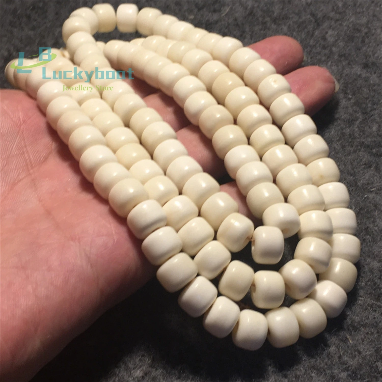 Natural Tibetan Oil Moisturizing Deer Bone 108 Barrel Beads Bracelet Jewelry Beads White Camel Bone Vintage Men\'s and Women\'s St