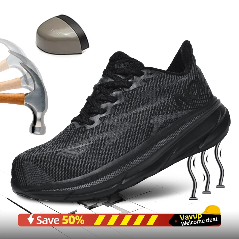 

Lightweight Safety Shoes Men Steel Toe Sneakers Puncture Proof Breathable Work Safety Boots Man Comfy Work Shoes