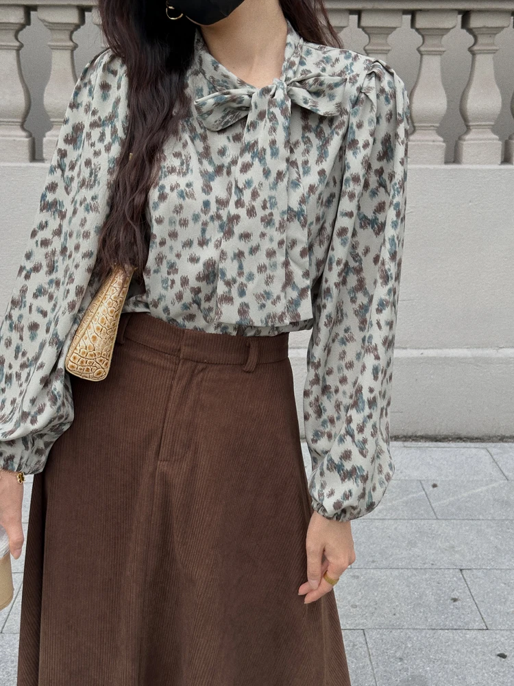 

Женский топ Jophond Lou Original Design с длинными рукавами, абстрактным узором, эффектом похудения, из полиэстера, с рукавами-фонариками