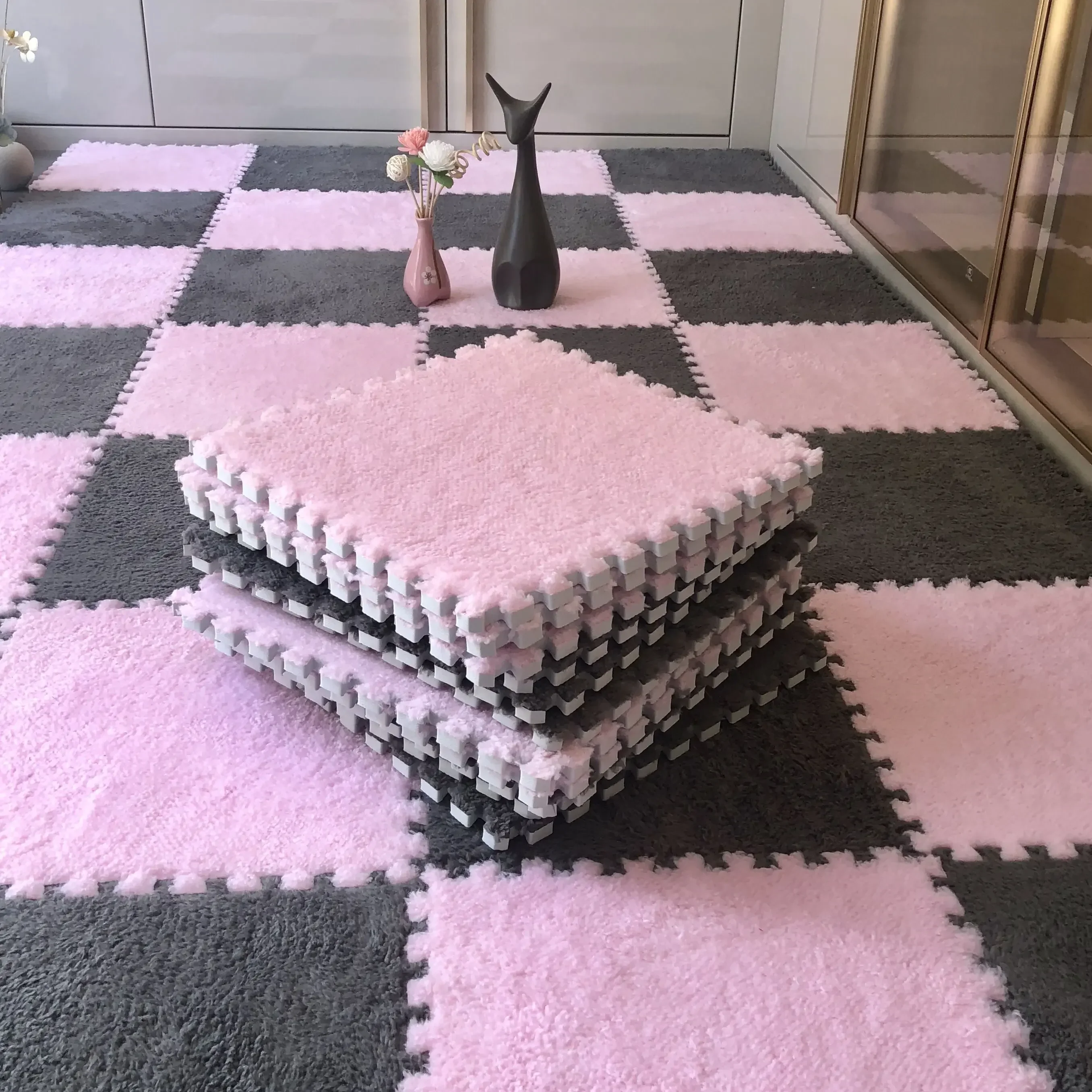 10/20 Stuks Zachte Pluche Kindermat Baby Speelkleed Baby Speelgoed Eva Foam Puzzel Tapijt In Kinderkamer warm Houden Speelmat Vloermat