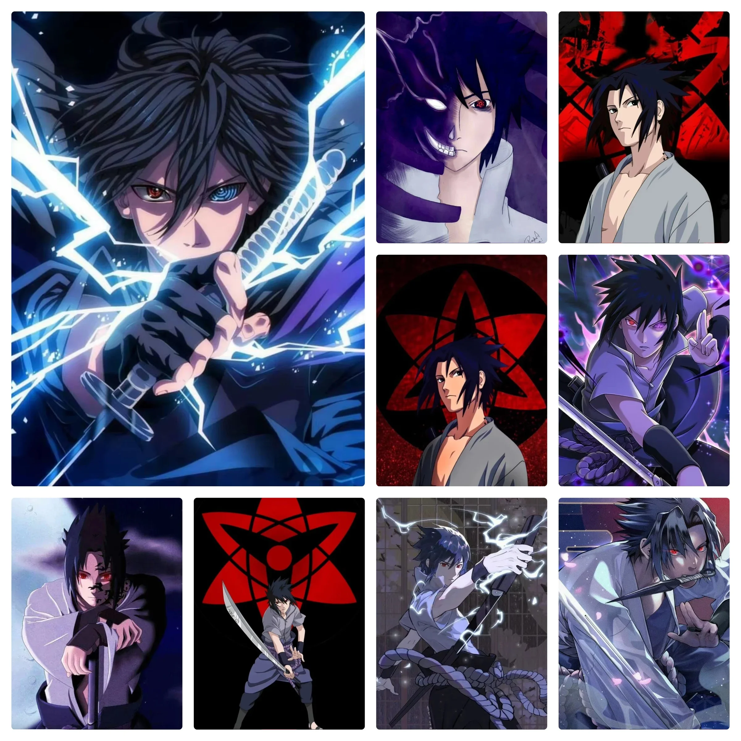 Naruto Uchiha Sasuke Canvas Japan Cartoon Mosaic Embroidery Rhinestones Home Decor Gift