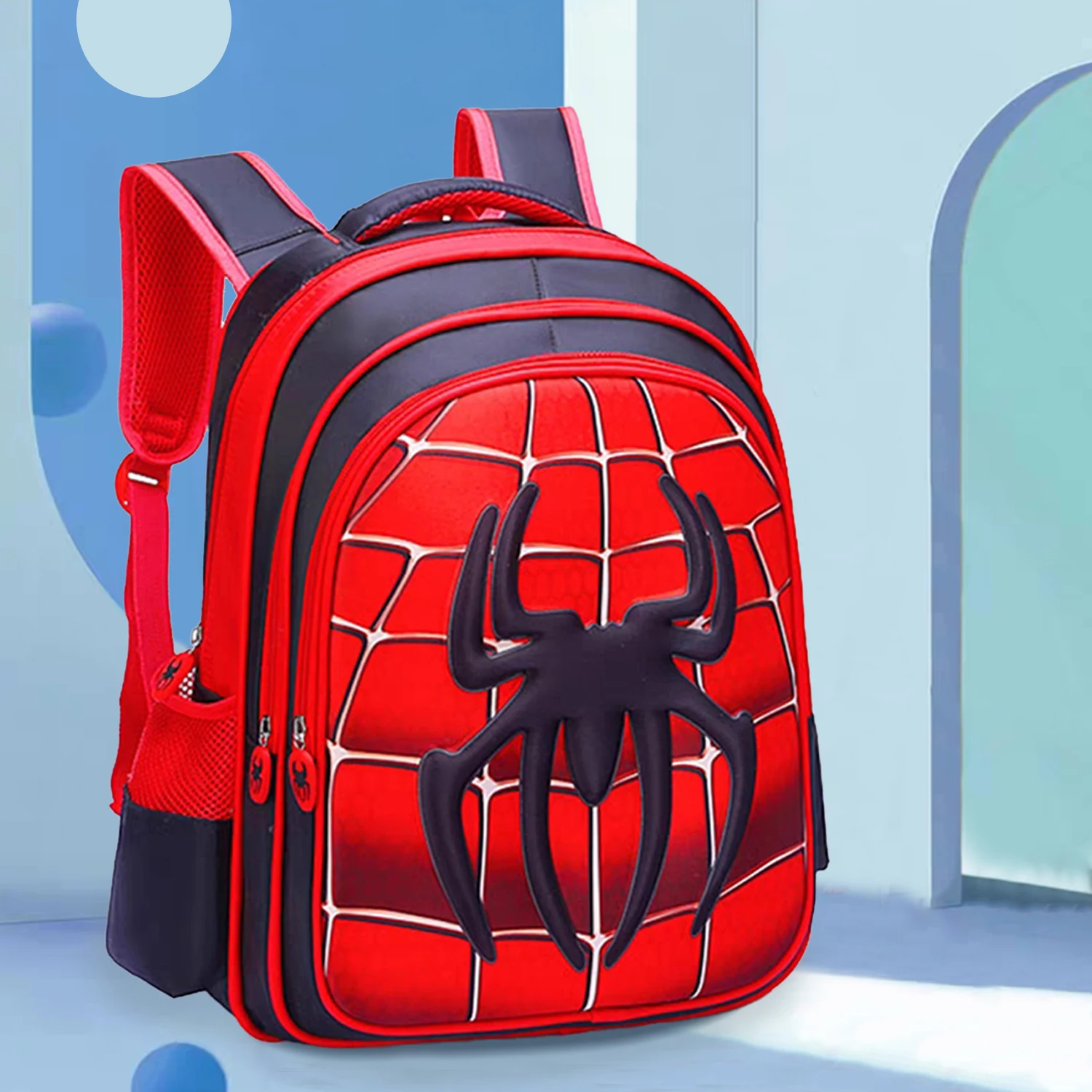 Cartable tridimensionnel 3D pour enfants, sac à bandoulière araignée de dessin animé, sac mignon pour garçon