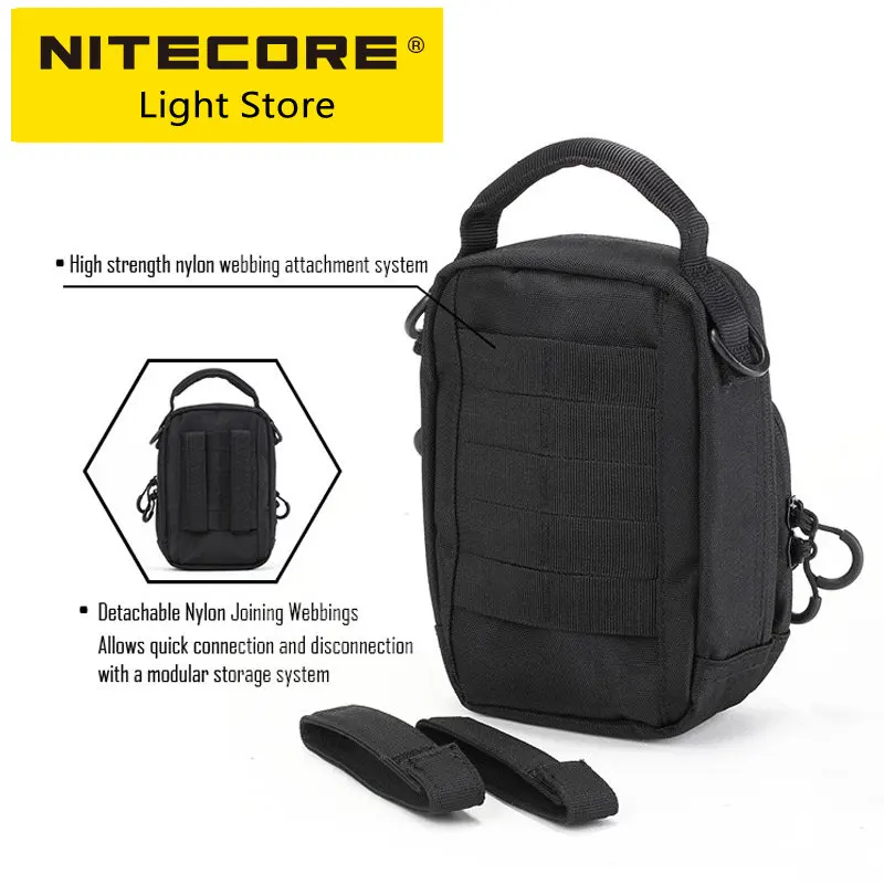 Imagem -03 - Nitecore Bolsa de Bolso para Homens e Mulheres Bolsa de Sling Preto Bolsa Tática Sistema de Molle Crossbody Cintura s Nylon Nup10 Nup20 1000d