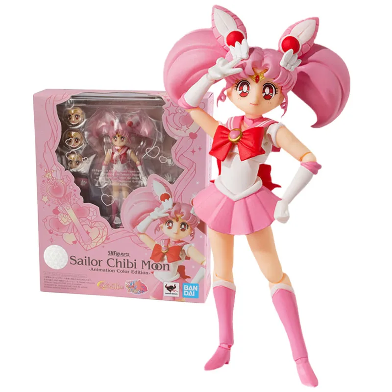 

Bandai Genuine Figure Sailor Moon Anime Figures SHF Sailor Chibi Moon Animation Color Collection Model Aciton Figure Kids Toys