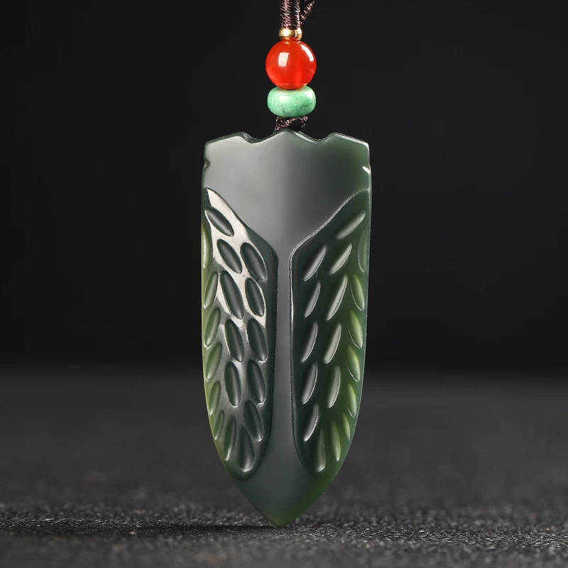 

New Hetian Jade Antique Golden Cicada Jade Pendant Xinjiang Sapphire Men's and Women's Yiming Amazing