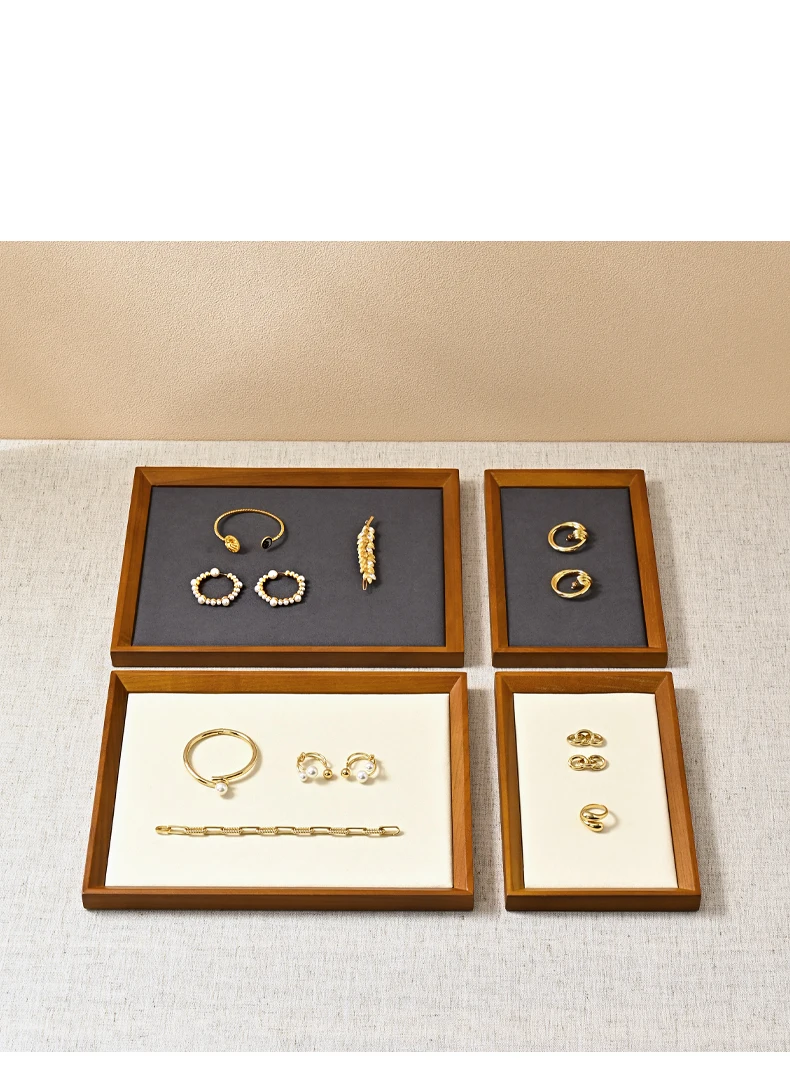 Oirlv Retro Solid Wood Jewelry Ring Jewelry Display Organizer Box Tray Holder Earring Jewelry Storage Case Showcase Drawer