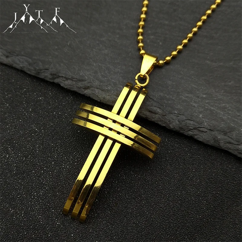 

Stainless Steel Jesus Cross Car Pendants for Women Men Gold Color Christian Holy Lord Crucifix Amulet Bag Jewelry Gift