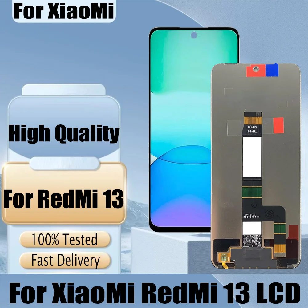 Высококачественный ЖК-дисплей для Xiaomi Redmi 13 (2404ARN45A, 24040RN64Y) с сенсорным экраном и дигитайзером, замена для Xiaomi Redmi 13 SC