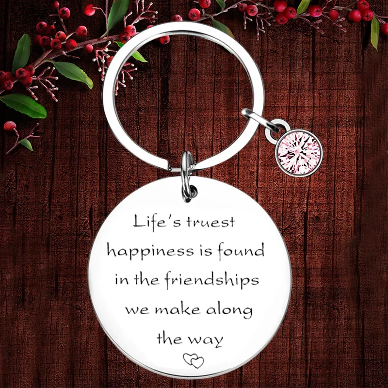 Charm Best Friend Gift Keychain Pendant Friendship Gift Key Chains Life’s truest happiness is found in the friendships