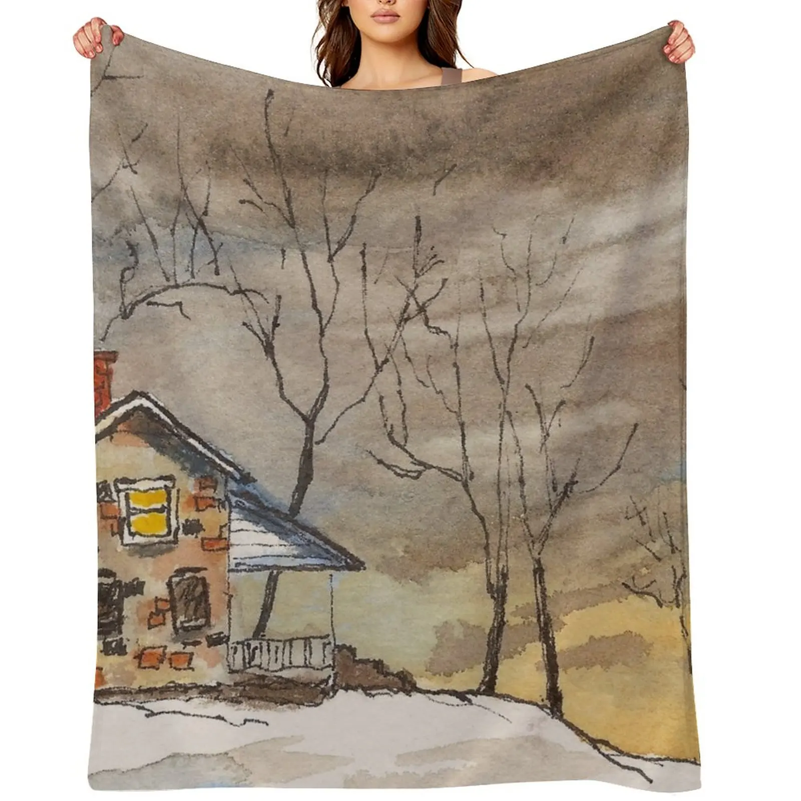 

Brown Brick House Throw Blanket Decoratives Furrys Soft Plush Plaid Blankets For Bed Blankets