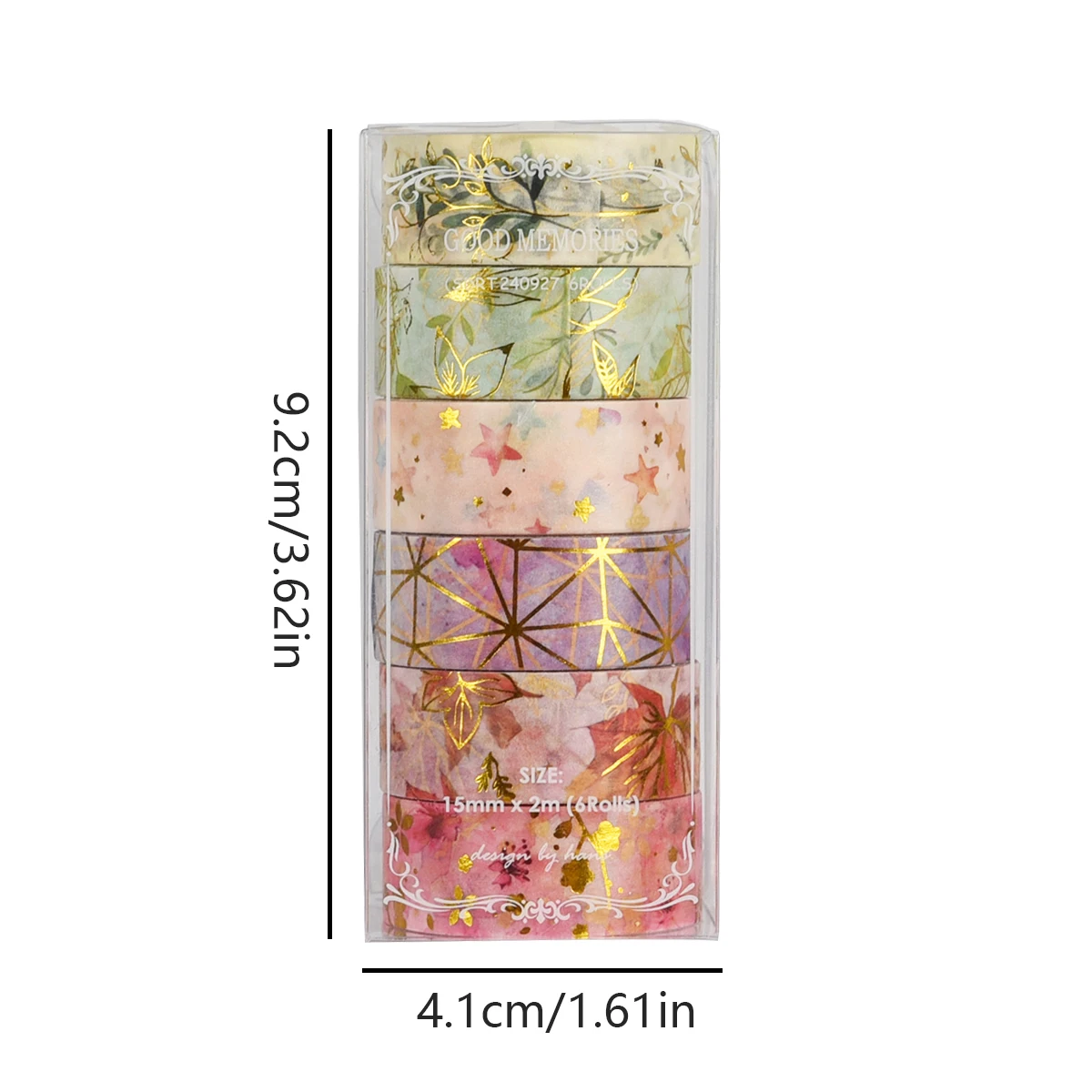 6rolls/Box Gold Foil Washi Tape Adhesive Paper Tape For Creative Journaling Scrapbooking Supplies Masking Tape Decorative Tape image 5