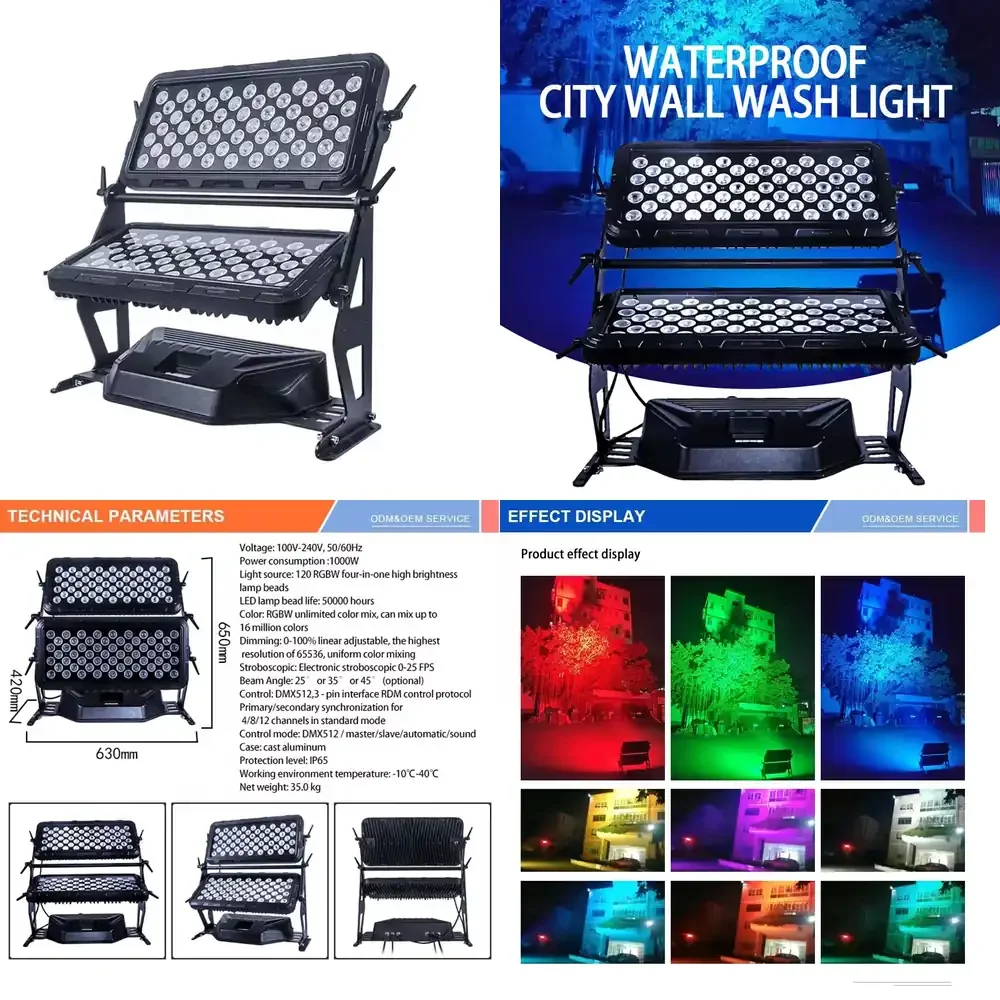 City Outdoor High-Power LED Floodlight Wash Light 120pcs RGBW 4in1 90 IP65 YINUO Ground Row Lights DMX512 AC 100-240V Stage
