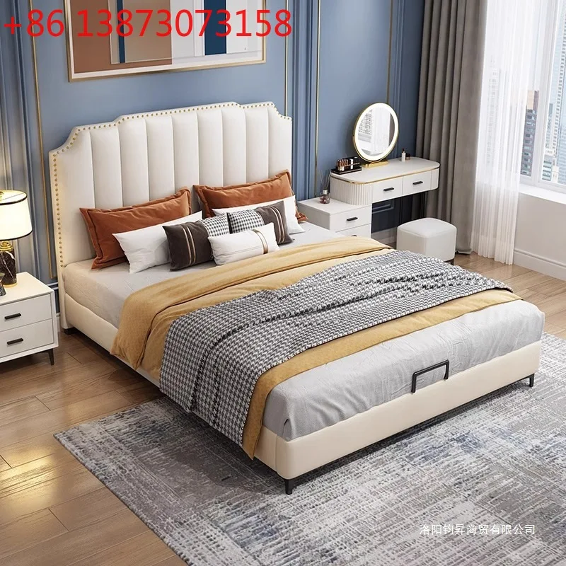 

Несмываемая тканевая кровать. Современная простая легкая роскошь. Мягкая сумка для главной спальни, свадебная кровать, ткань для хранения небольшой квартиры