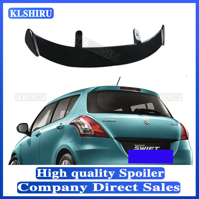 Use For 2011-2016 Suzuki Swift Sport Spoiler ABS Plastic Carbon Fiber Look Hatchback SUV Roof Rear Wing Body Kit Accessories