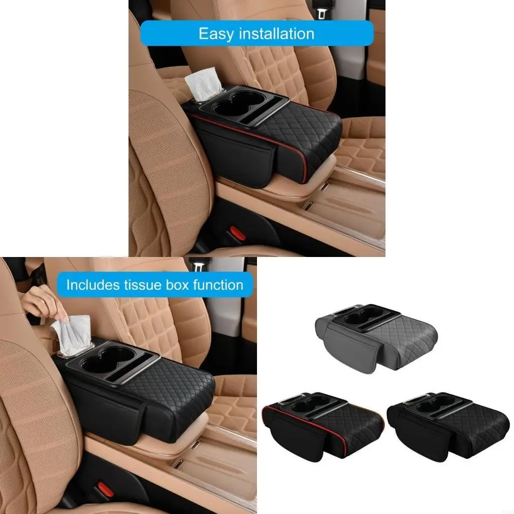 6XDF Car Armrest Cushions Pad Car Armrest Pillow Leather Pad for enhances Comfort Fatigue Relief During Long Drives