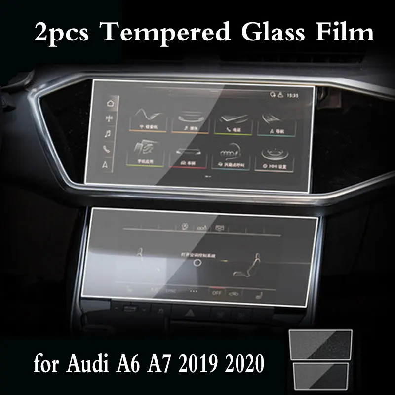 Tempered Glass Film for Audi A6 A7 2019 2020 Car GPS Navigation Screen Protector Auto Interior Screen Protect Accessories