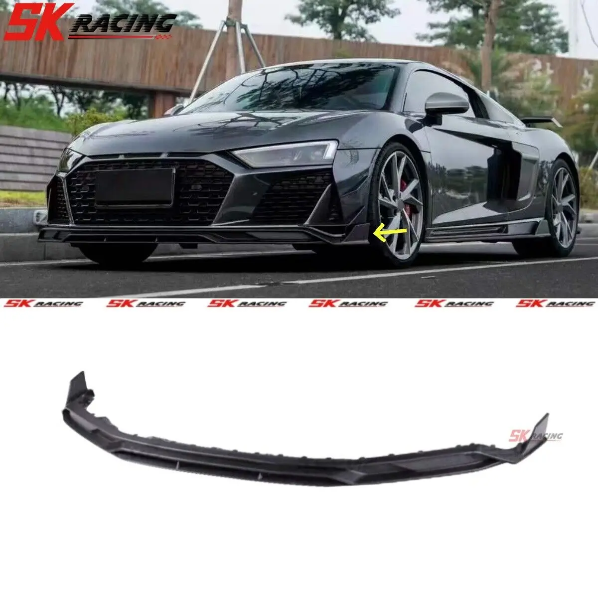 Car Accessories Fits Audi R8 V10 2020+ Dry Carbon Fiber Front Bumper Lip Chin Spoiler Body Kits