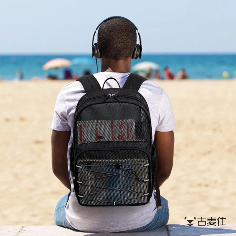 Transparent Mesh Double Shoulder Bag for Swimming And Fitness Large Capacity Backpack for Men And Women High School And Middl...