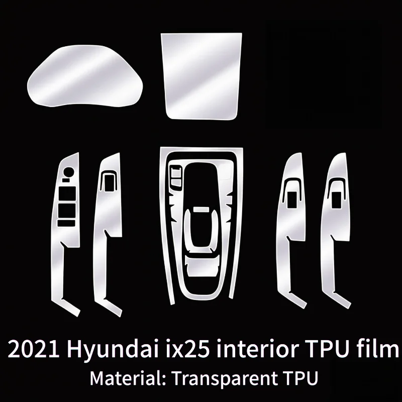 For 2021 Hyundai ix25 interior TPU film center console gear shift navigation screen film dashboard transparent protective film