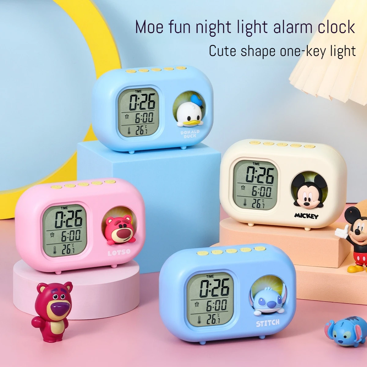 Disney Children's Smart Electronic Alarm Clock Silent Clock Doll Desktop Multi functional Student specific Alarm Clock LCD