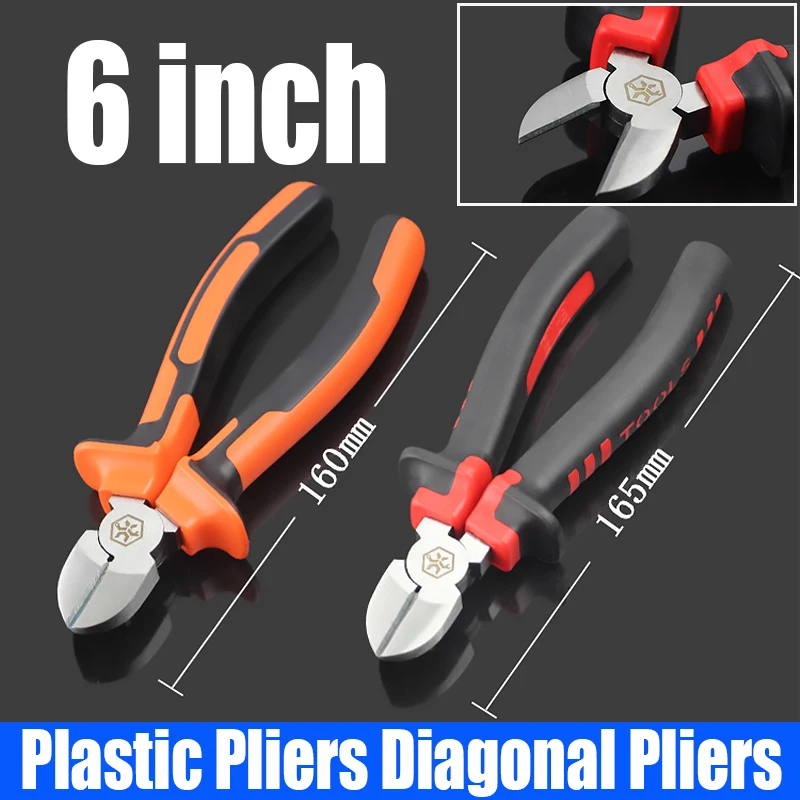 

1PC 6Inch CR-V Plastic Pliers Diagonal Pliers High Carbon Steel Cable Cutters Electronic Wire Stripping Tool Jewelry Tool Pliers