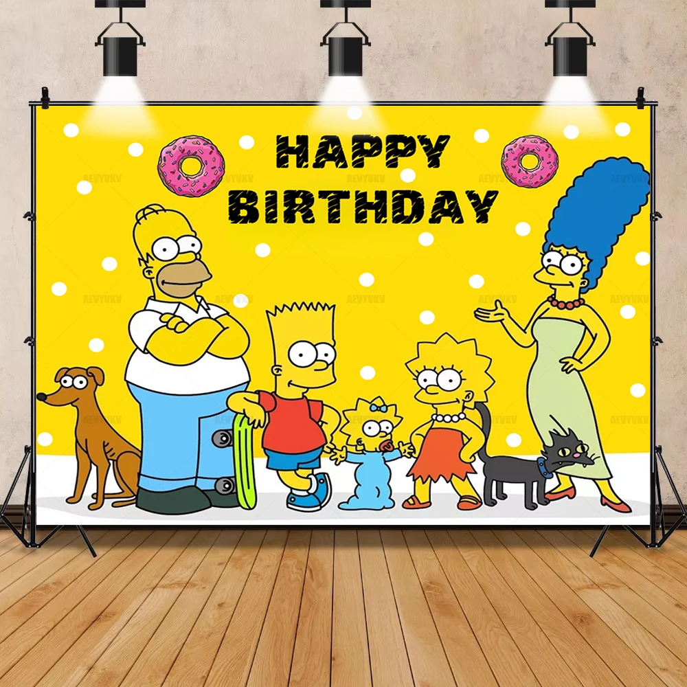 Дисней мультфильм Симпсоны детский день рождения фон украшение комнаты детский душ фон фотостудия баннер реквизит