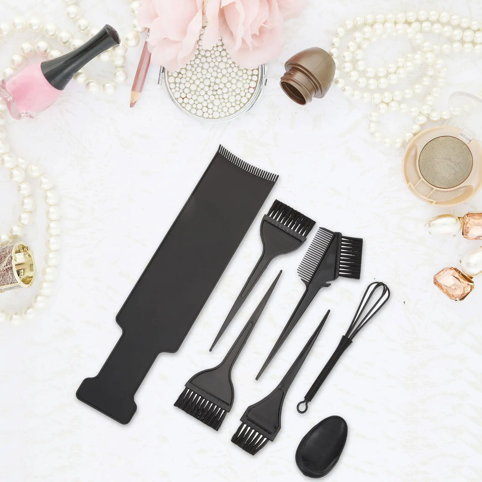 

1Set Hair Dyeing Accessory Kit Hair Coloring Tools Brush Comb Mixing Spoon Flexible Bristle Portable Salon Home Dye Root Touch