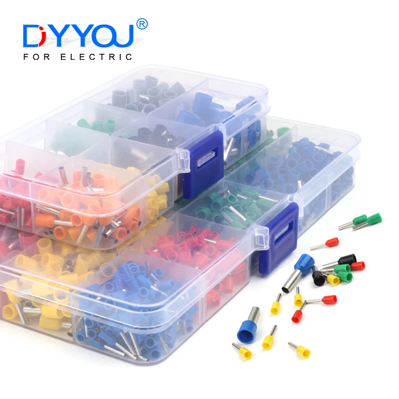 

300/800PCS Box VE Tubular Electrical Wire Connector Insulated Crimp Terminals Assortment Wire Terminal Connector Cable Terminals