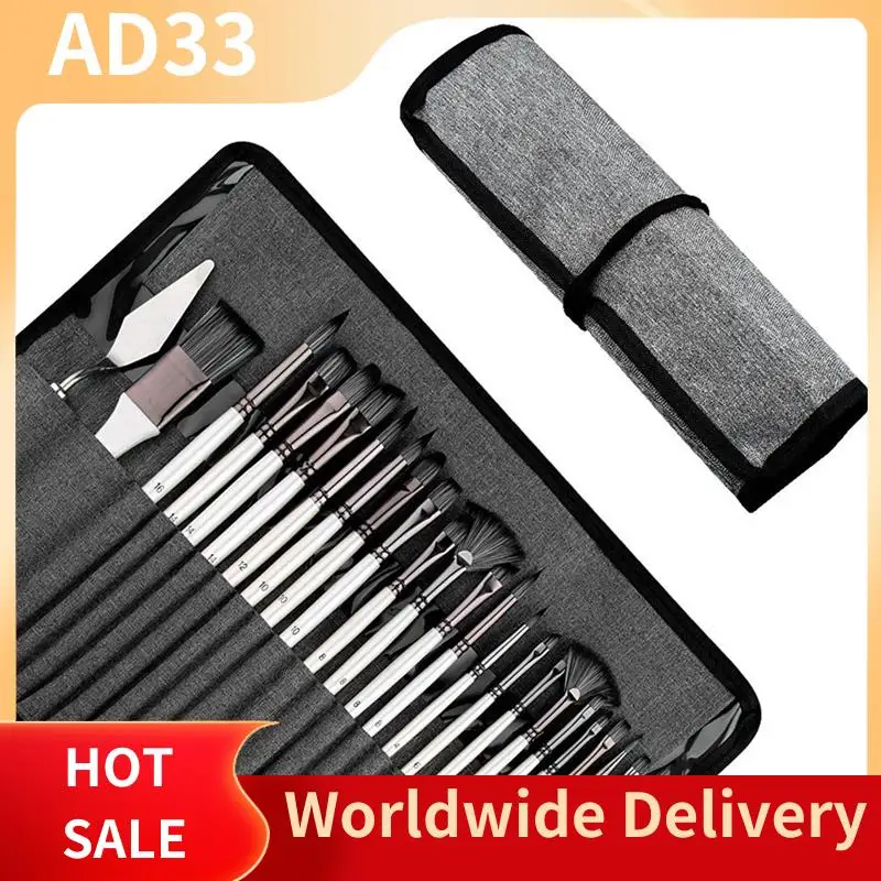 

Лучшие предложения 24 шт. кисти с тканевым рулоном и ножом подходит для акрилового масла, акварели и гуаши.