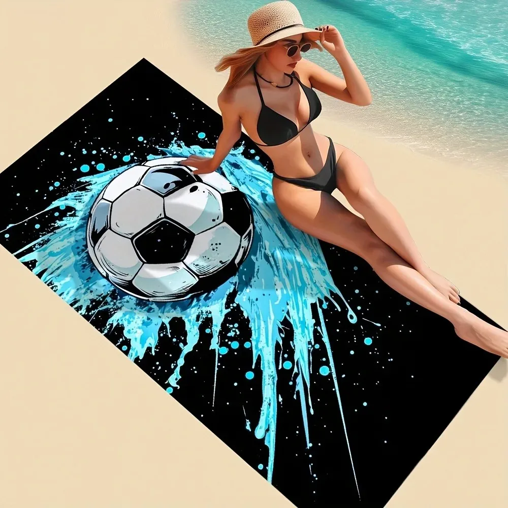 

Cool Football Pattern Beach Towel 2D Flat Printed Peach Skin Material Absorbent Summer Travel Towel For Pool Yoga Picnic Gym