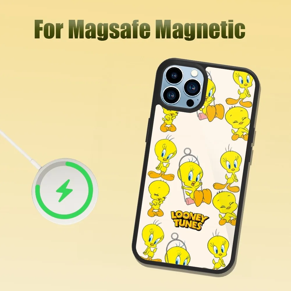 Cartoon T-Tweety Bird P-Piolin Phone Case For iPhone 13 12 11 14 15 Pro Max Plus Magsafe Magnetic Wireless Charging